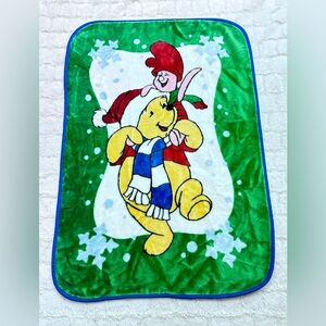 Vintage 90s Winnie the Pooh & Piglet Plush Throw Blanket Acrylic Blend